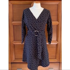 Zara Black  Wrap Polka Dot Dress